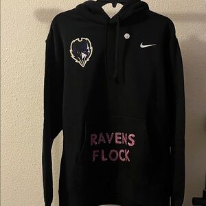 Nike Black Hoodie with Ravens Flock Design